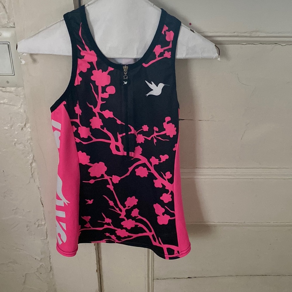 Smashfest Sakura sun zippered tri top small